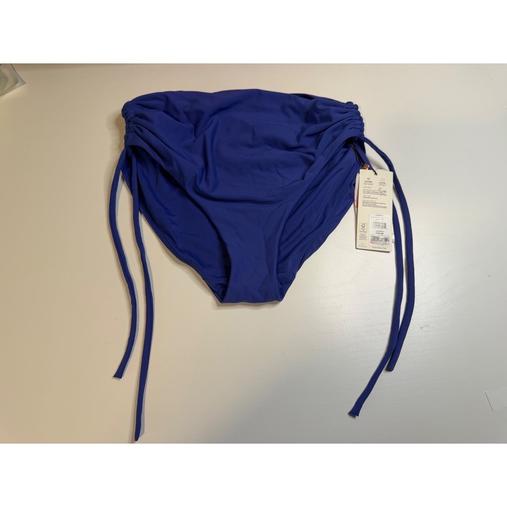 CALIA Women Blue High-Rise Ruched Side Tie Bikini Bottom WSA23410 Size Small NWT